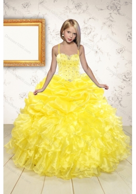 Yellow Sweetheart Beading Quinceanera Dress and Light Pink Short Prom Dresses and Ruffles and Beading Little Girl Dress