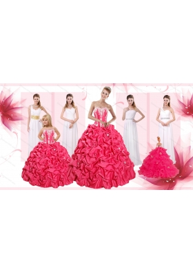 Appliques and Pick Ups Quinceanera Dress and White Long Dama Dresses and Strapless Flower Girl Dress