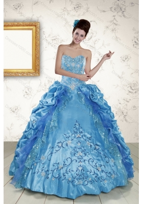 Embroidery and Pick Ups Quinceanera Dress and Ruching Short Dama Dresses and Spaghetti Straps Teal Little Girl Dress