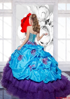 Multi Colored Sweetheart Beading and  Ruffled Layers Quinceanera Gown for 2015 Spring