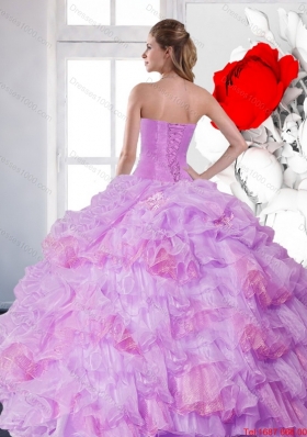 2015 New Style Lilac Quinceanera Gown with Beading and Ruffled Layers