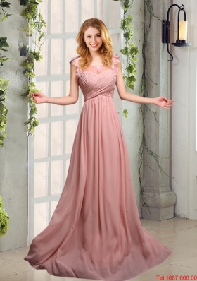 2016 Summer Cheap Ruching Dama Dresses in Peach