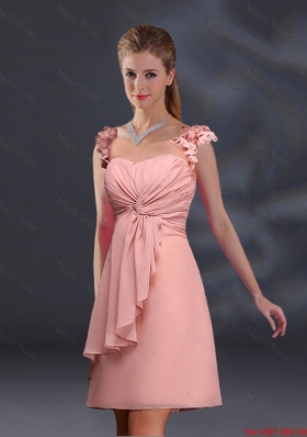 2016 Winter Pretty Ruching Chiffon Dama Dresses in Peach