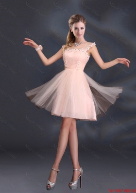 Luxurious 2016 Fall Baby Pink Mini Length Dama Dresses