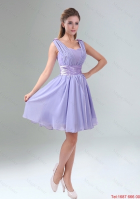 2016 Fall New Style Lavender Princess Mini Length Dama Dress with Ruching