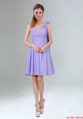 2016 Fall New Style Lavender Princess Mini Length Dama Dress with Ruching