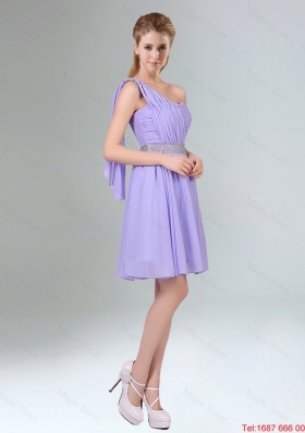 2016 Fall New Style Lavender Princess Mini Length Dama Dress with Ruching