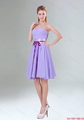 2016 Fall New Style Lavender Princess Mini Length Dama Dress with Ruching