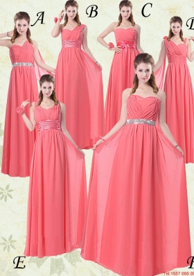 2016 Summer Cheap Watermelon Dama Dresses with Ruch and Beading