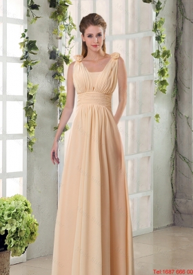 2016 Summer Discount Champagne Ruching Chiffon Dama Dresses