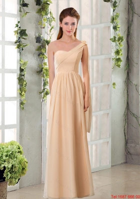 2016 Summer Discount Champagne Ruching Chiffon Dama Dresses