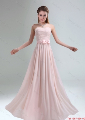 2016 Winter Pretty Chiffon Light Pink Empire Dama Dress with Ruching