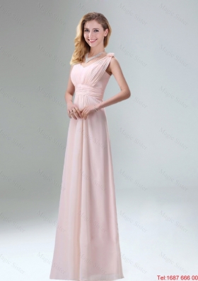 2016 Winter Pretty Chiffon Light Pink Empire Dama Dress with Ruching