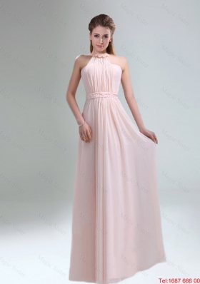 2016 Winter Pretty Chiffon Light Pink Empire Dama Dress with Ruching