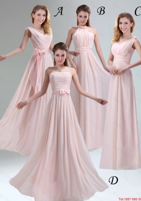 2016 Winter Pretty Chiffon Light Pink Empire Dama Dress with Ruching
