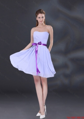 Luxurious 2016 Fall Chiffon Lace Up Dama Dress in Lavender