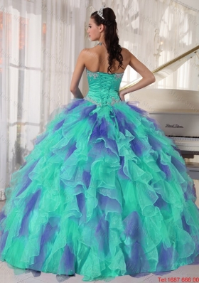 Elegant 2016 Multi Color Strapless Floor Length Appliques Quinceanera Dresses with Beading