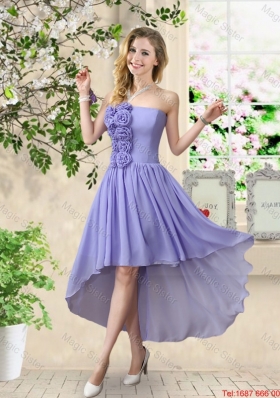 Simple 2016 Straps Hand Made Flowers Dama Dresses