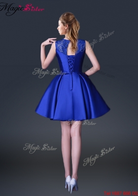 Beautiful Short Bateau Prom Dresses with Bowknot and Beading