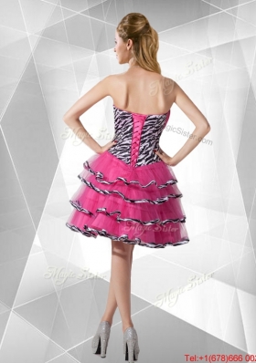 2016 Spring Discount A Line Strapless Zebra Dama Dresses with Ruffled Layers