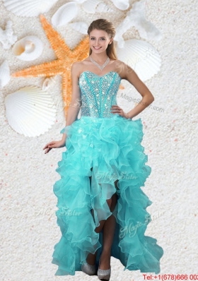 2016 Spring Perfect Aqua Blue Detachable Quinceanera Gowns with Beading and Ruffles