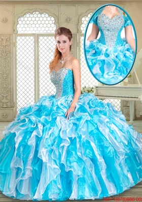 Fashionable Floor Length Sweet 16 Gowns with Beading and Ruffles