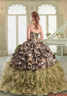 Perfect Camo Quinceanera Dresses with Pick Ups and Hand Made Flowers