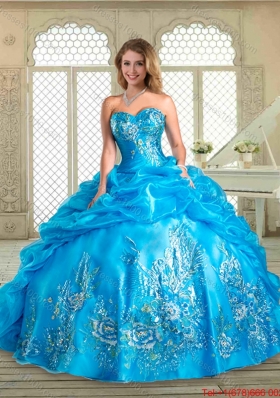 Spring Pretty Floor Length Sweet 16 Dresses with Appliques and Pick Ups