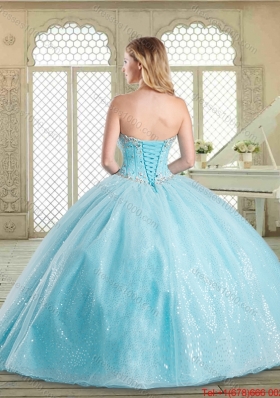 The Super Hot Beading Quinceanera Gowns in Aqua Blue