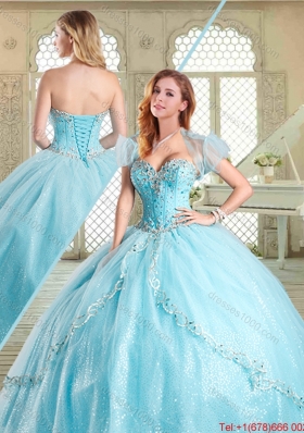 The Super Hot Beading Quinceanera Gowns in Aqua Blue