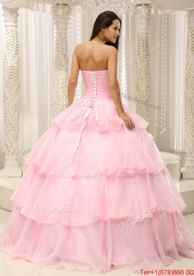 2016 Popular Beading and Ruffles Baby Pink Quinceanera Dresses