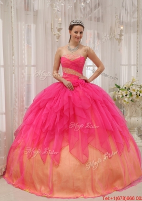 Classical Hot Pink Strapless Quinceanera Gowns with Beading