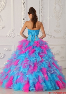 Designer Multi Color Floor Length Appliques Quinceanera Dresses