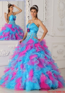 Designer Multi Color Floor Length Appliques Quinceanera Dresses