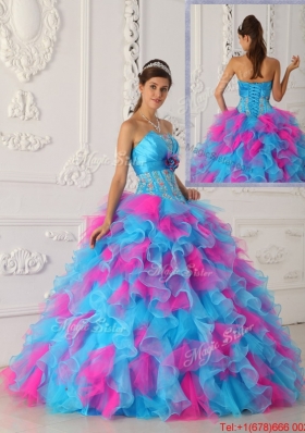 Designer Multi Color Floor Length Appliques Quinceanera Dresses