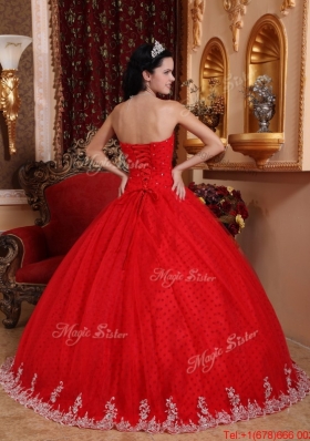 Designer Red Ball Gown Strapless Quinceanera Dresses