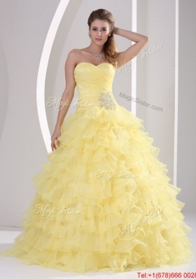 Designer Sweetheart Quinceaners Gowns with Appliques and Ruffled Layers