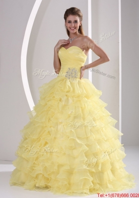 Designer Sweetheart Quinceaners Gowns with Appliques and Ruffled Layers