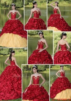 Exclusive Appliques and Pick Ups Brush Train Quinceanera Dresses