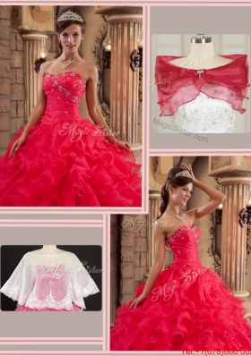 Fall Fashionable Red Sweetheart Quinceanera Gowns with Ruffles