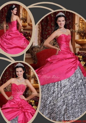 Fall Inexpensive Ball Gown Sweetheart Quinceanera Dresses in Hot Pink