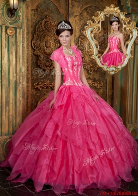 Fashionable Appliques and Ruffles Hot Pink Quinceanera Dresses