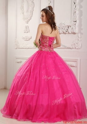 Hot Sale Hot Pink A Line Sweetheart Floor Length Quinceanera Dresses