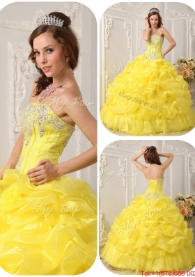 Most Popular Yellow Quinceanera Dresses with Beading and Ruffles