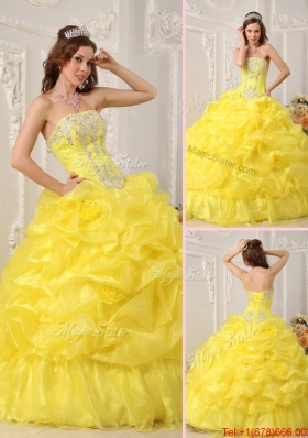 Most Popular Yellow Quinceanera Dresses with Beading and Ruffles