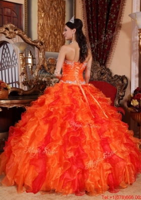 Summer Exclusive Appliques and Beading Orange Quinceanera Gowns