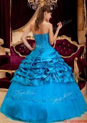 2016 Perfect Teal Quinceanera Gowns with Appliques and Beading