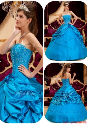 2016 Perfect Teal Quinceanera Gowns with Appliques and Beading