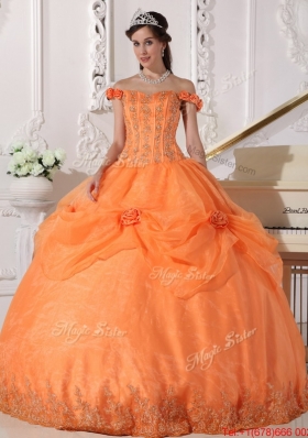 Beautiful Ball Gown Appliques and Hand Made Flowers Sweet 15 Dresses