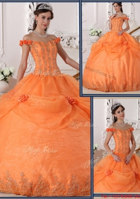 Beautiful Ball Gown Appliques and Hand Made Flowers Sweet 15 Dresses